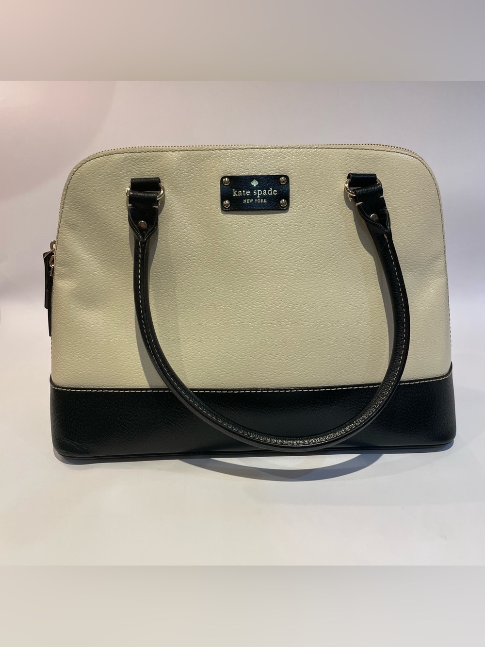 kate spade Black and Cream Wellesley Rachelle Satchel Handbag